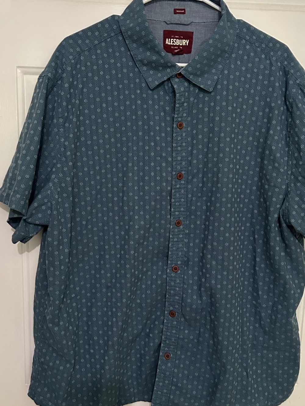 Alesbury, Jacquard Short Sleeve Shirt, XXL-SH, blue